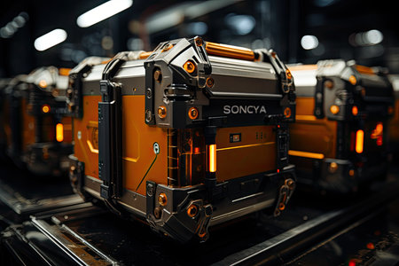 Perfect Dance: Robots streamline warehouse, moving goods with synchronized accuracy., generative AIの素材