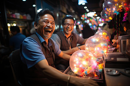 United brothers decorate, laugh and create memories at a family party., generative AIの素材