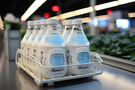 Gallon of white milk in the supermarket., generative AIの素材