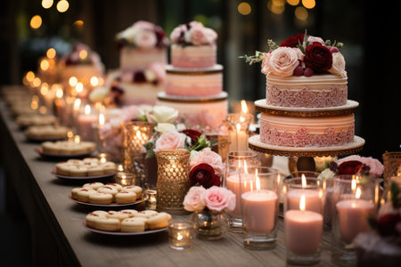 Elegant banquet displays diversity of dishes in marriage., generative AIの素材