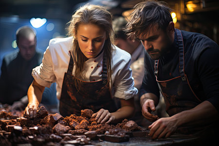 Chocolate creations compete in exciting gastronomic contest., generative AIの素材