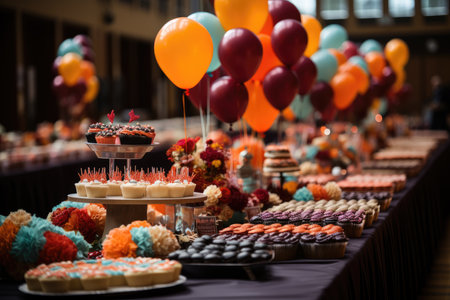 Sweet table in graduation with institutional tones., generative IAの素材