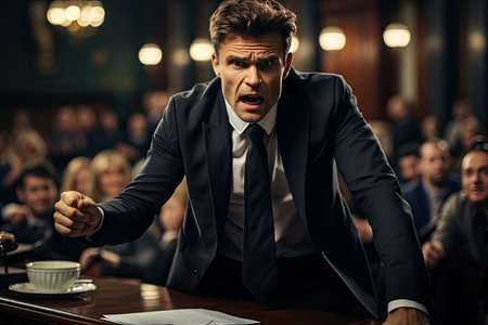 Passionate lawyer defending client against traffic fines., generative AIの素材