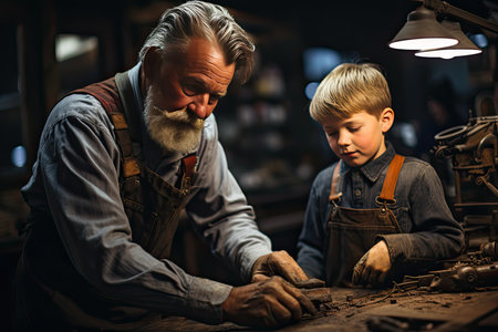 Barber instructs client about beard care, generative AIの素材