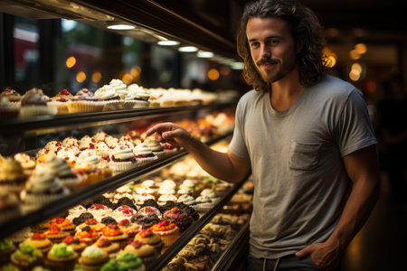 Explorer examines vegan and organic treats with conscious enthusiasm., generative AIの素材