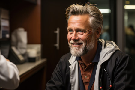 Doctor guides newly diagnosed patient over treatment., generative AIの素材