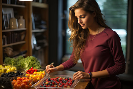 Nutritionist plans personalized diet for athlete optimize sports performance: graphics, food and supplements., generative AIの素材