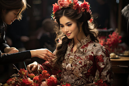 Radiant bride prepared by professionals with love and dexterity., generative AIの素材