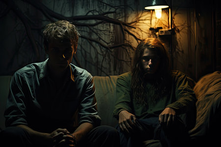 Patient faces phobia in therapy, advancing from darkness to light., generative AIの素材