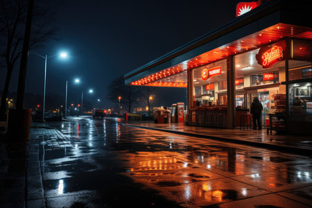 24h ranked post under powerful night reflectors., generative AIの素材