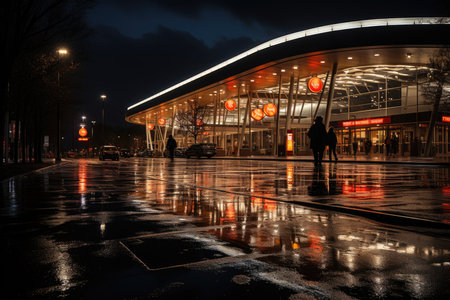 24h ranked post under powerful night reflectors., generative AIの素材