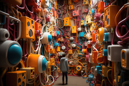 Vibrant wall of stimulating toys., generative AIの素材