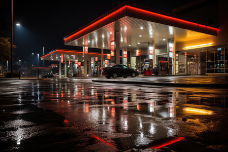 24h ranked post under powerful night reflectors., generative AIの素材