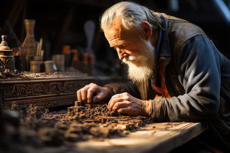 Revitalization of old furniture reveals history and authentic colors., generative AIの素材