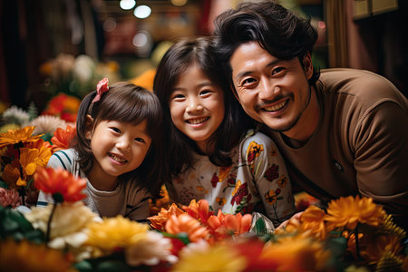 Joyful family session in studio with children and adults., generative AIの素材