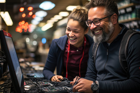 Technician teaches data backup enthusiastically, generative AIの素材