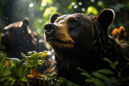 Researchers study-giant-malasiaia in the threatened forest., generative AIの素材