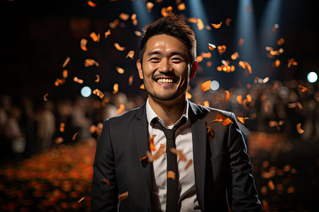 Excited professional receiving public recognition, generative AIの素材