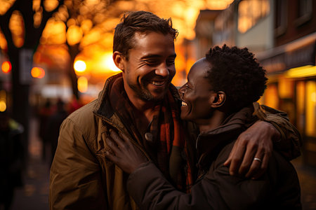 Exciting reunion Friends hug a warmly., generative AIの素材