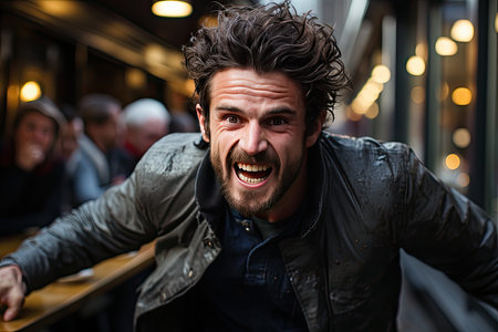 Furious face for a long delay., generative AIの素材