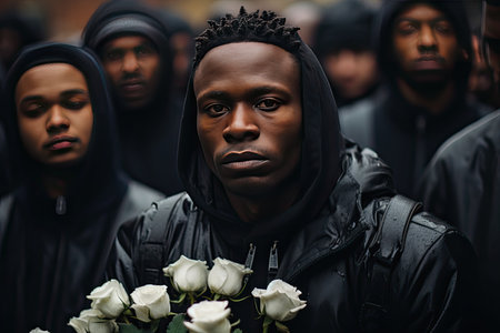 Face in tears at the funeral., generative AIの素材