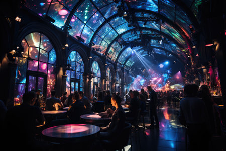 Neon Ballroom and Vibrant Electronic Music., generative AIの素材