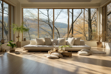 Serene meditation room in SPA., generative AIの素材