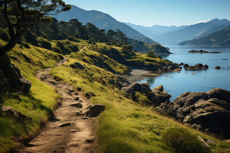 Serena trail in Quail Island, home of native birds., generative AIの素材
