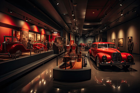 Mysterious night scene at the Mob of Las Vegas Museum, generative AIの素材