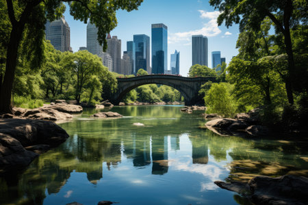 Central Park Green oasis in the heart of New York., generative AIの素材
