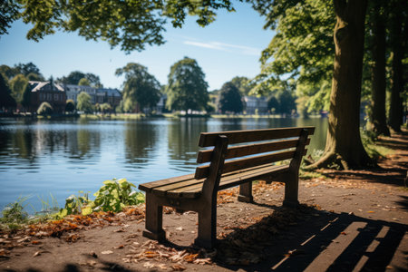 Sunny day at Vondelpark, Amsterdam, with lakes and trails., generative AIの素材