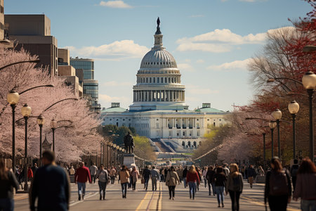 Monument to Washington in Washington DC, Majestic and imposing., generative AIの素材