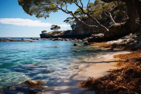 Serene landscape of Botany Bay, Australia., generative AIの素材