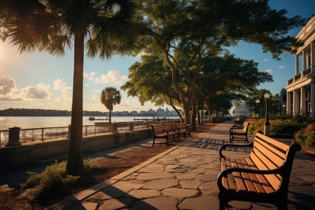 Bronze Palmetto in Shadow, Charleston's Waterfront Park., generative AIの素材