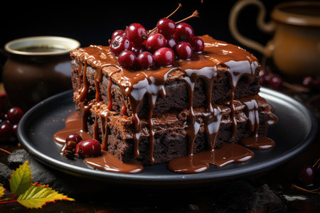 Brownie of coffee with syrup irresistible indulgence., generative AIの素材