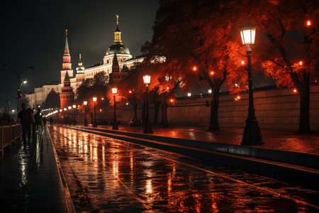 Moscow, Russia, the Kremlin of Moscow (Moskovsky Kreml), a historic fortress., generative AIの素材