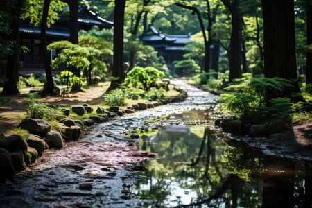 Tokyo, Japan, the National Garden Shinjuku Gyoen (Shinjuku Gyoen National Garden), to relax in the wild., generative AIの素材