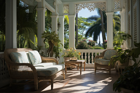 Historical House by the Seaser in Key West, USA., generative AIの素材