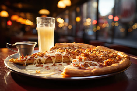 A lemon pie pizza in a roadside diner., generative AIの素材