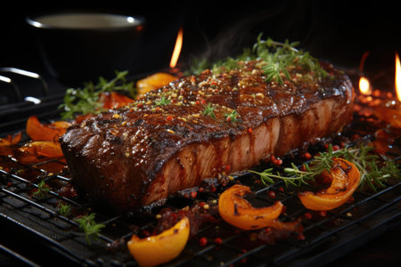 Malpated cooked grilled loin steak with spice generated by AI, generative IAの素材