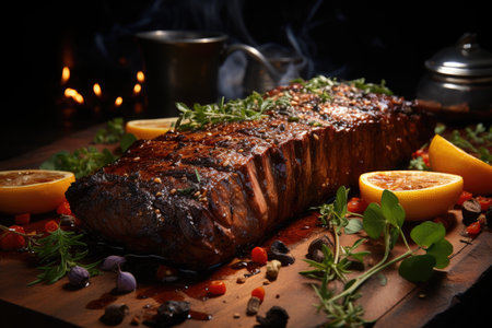 Malpated cooked grilled loin steak with spice generated by AI, generative IAの素材