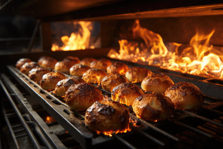 Corn bread being baked in a wood oven on a farm in the interior of Minas Gerais., generative IAの素材
