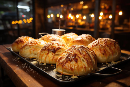 Warm cheese bread in a traditional bakery in Belo Horizonte, with fresh coffee., generative IAの素材
