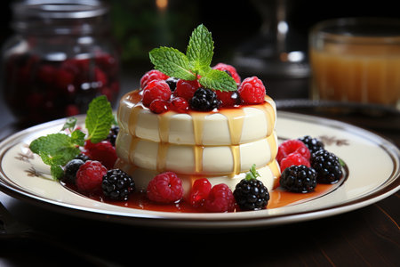 Panna Panna Cotta was generated from isolated pudding cream on white dish, generative IAの素材