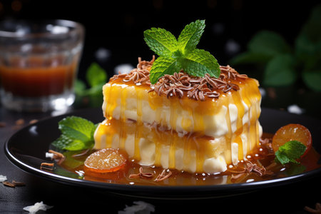 Caramelized milk pudding. Delicious traditional Brazilian dessert., generative AIの素材