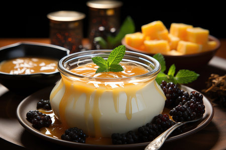 Milk pudding or milk pudding, traditional Brazilian dessert with, generative AIの素材