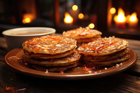 Newly worked homemade dessert on rustic wooden license plate, generative AIの素材