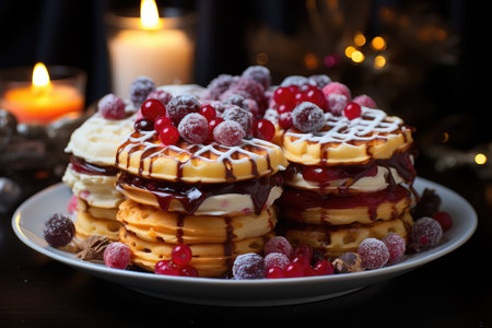 Close-up of different donuts with matte sugar nail polish, generative AIの素材