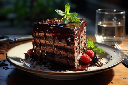 High angle photo of delicious chocolate dumplings with white cream roof, generative AIの素材