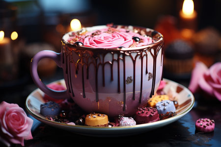 Dead nature of a gourmet hot chocolate mug generated by, generative AIの素材